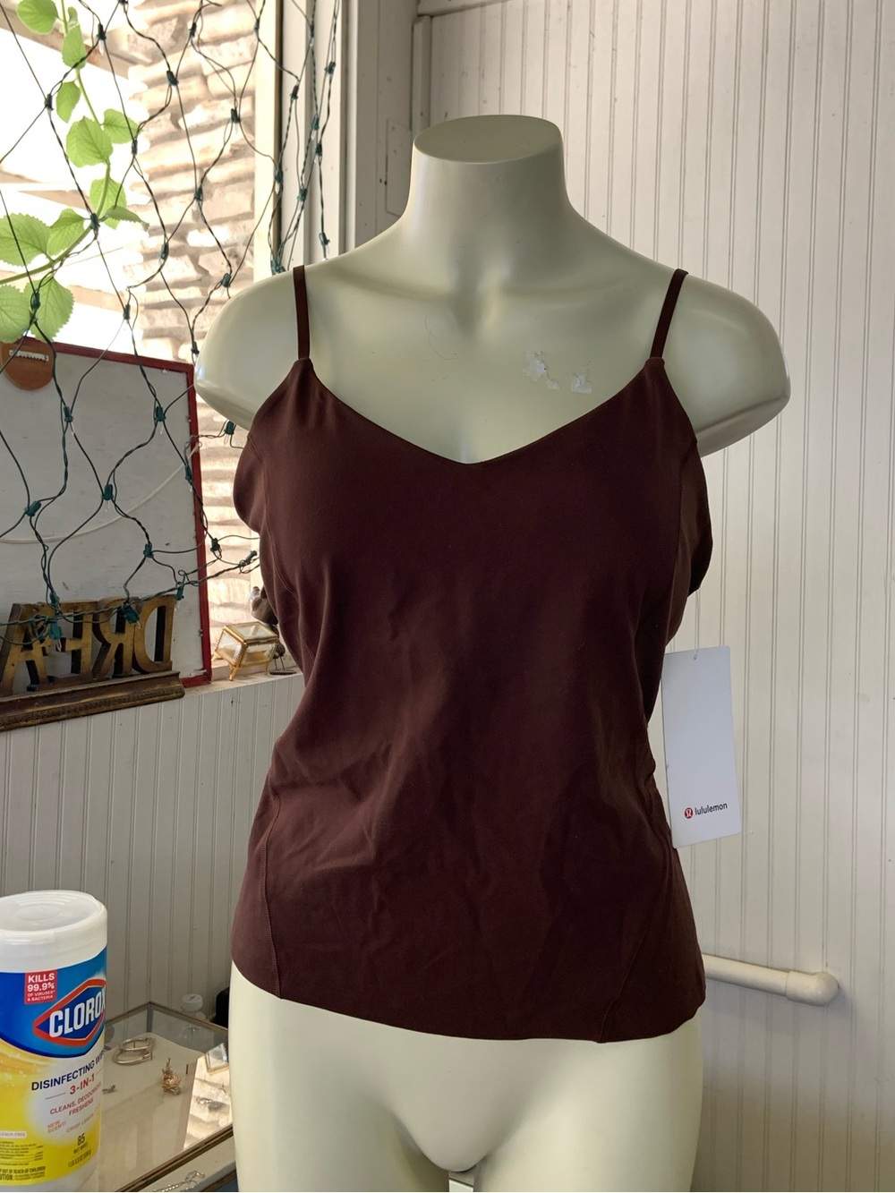 New Lululemon athletica Deep Brown align waist length cami